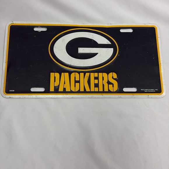 Wincraft, Inc. Other - GREEN BAY PACKERS Team Logo NFL License Plate Metal Football NFC